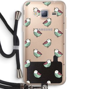 Vogeltjes: Samsung Galaxy J3 (2016) Transparant Hoesje met koord