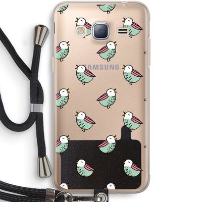 Vogeltjes: Samsung Galaxy J3 (2016) Transparant Hoesje met koord