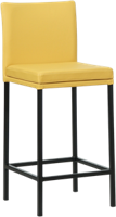 Gele leren moderne barkruk Break - poot vierkant zwart - Toledo Leer Giallo (geel leer)