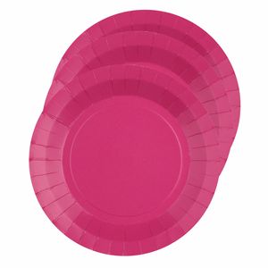 10x stuks feest bordjes fuchsia roze - karton - 22 cm - rond