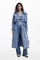 Denim trenchcoat met riem - BLUE - XL