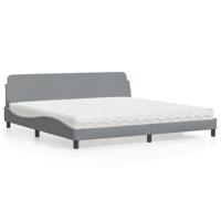 Bed met matras "Dover" stof lichtgrijs 200x200 cm