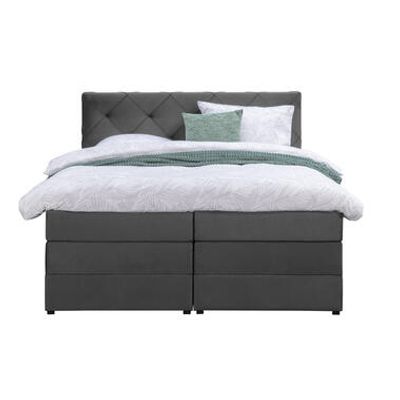 Boxspring met opbergruimte Liv geruit - grijs - 120x200 cm - Leen Bakker