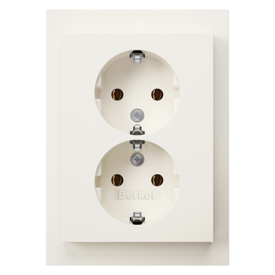 Berker K1 Contactdoos | Inbouw | 2-voudig | Randaarde | Polarwit - 66.021.51