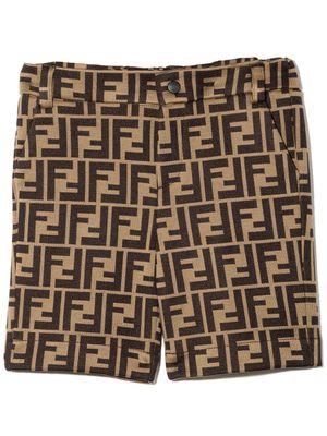 Fendi Kids short à logo FF - Marron