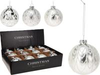 Kerstbal glas 8 cm zilver 3ass Nampook - Nampook