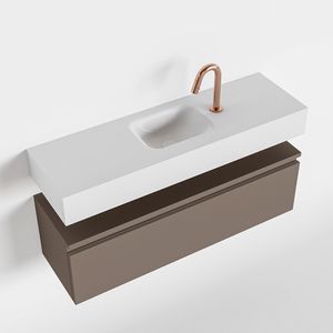Toiletmeubel Mondiaz Andor | 100 cm | Meubelkleur Smoke | Lex vrijhangend wastafel Talc Midden | 1 kraangat