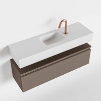 Toiletmeubel Mondiaz Andor | 100 cm | Meubelkleur Smoke | Lex vrijhangend wastafel Talc Midden | 1 kraangat