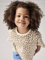 Cropped meisjesshirt met korte mouwen beige