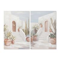 Canvas Home ESPRIT Wit Groen Boho 60 x 3,5 x 90 cm (2 Stuks)