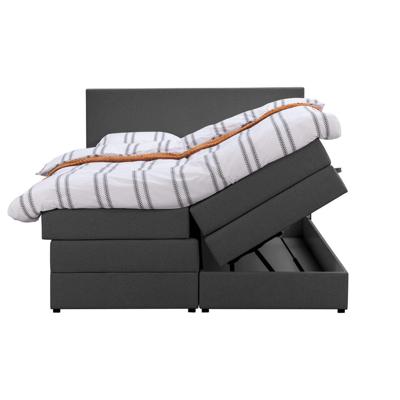 Leen Bakker - Boxspring Met Opbergruimte Liv Egaal - Antraciet - 160x200 Cm - Stof - Grijs