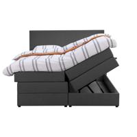 Leen Bakker - Boxspring Met Opbergruimte Liv Egaal - Antraciet - 160x200 Cm - Stof - Grijs