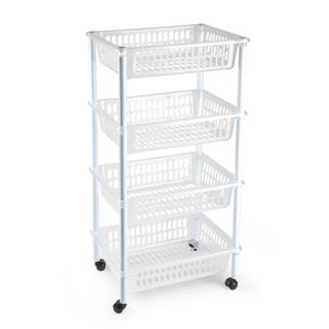 Opberger/organiser trolley/roltafel met 4 manden 85 cm transparant