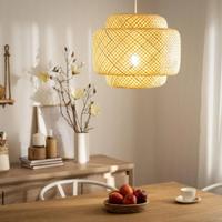 Rieten lamp slaapkamer &apos;Ferry&apos; E27 fitting 42cm
