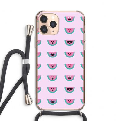 Smiley watermeloenprint: iPhone 11 Pro Transparant Hoesje met koord