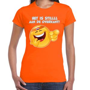 Oranje supporter T-shirt voor dames - emoji - oranje - EK/WK voetbal supporter - Nederland