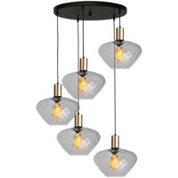Masterlight 5-lichts vide hanglamp - goud -Porto met Blossom smoke glazen - 2712-05-02-50-5-7 Masterlight 5-lichts vide hanglamp - goud -Porto met Blossom smoke glazen - 2712-05-02-50-5-7