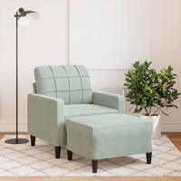 Fauteuil met voetenbank 60 cm fluweel lichtgrijs