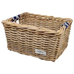 Rieten Fietsmand L Navy Checker naturel