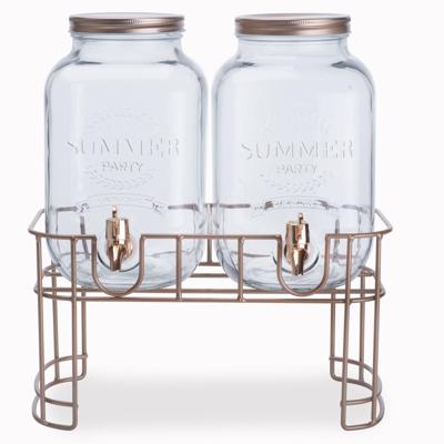 Cosy & Trendy Dubbele drankdispenser - 2x 3.5 Liter - limonade/sap dispenser op onderstel - glas