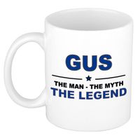 Naam cadeau mok/ beker Gus The man, The myth the legend 300 ml - Naam mokken