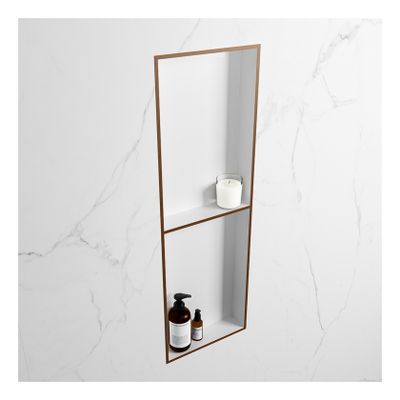 Wandnis Solid Surface Easy | In- en opbouw | 30x150x8 cm | 2 vakken | Rust/Talc