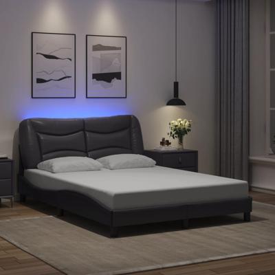 Bedframe met LED zonder matras "Hvar" kunstleer grijs 140x190 cm
