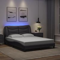 Bedframe met LED zonder matras "Hvar" kunstleer grijs 140x190 cm