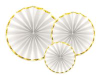 Decoratieve Rozetten Wit met gouden rand (3st)