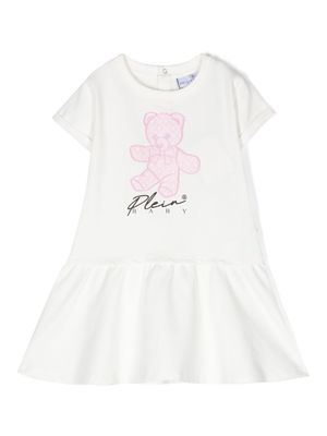 Philipp Plein Junior robe courte à motif Teddy Bear - Blanc