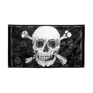 Vlag Piraten Schedel Zwart (90x150cm)