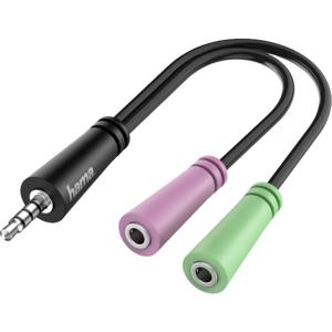 Hama 00200352 Jackplug Audio Aansluitkabel [1x Jackplug male 3,5 mm - 2x Jackplug female 3,5 mm] 0.15 m Zwart