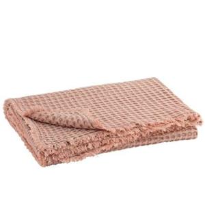 J-Line plaid Wafelpatroon - katoen - lichtroze - 180 x 140 cm