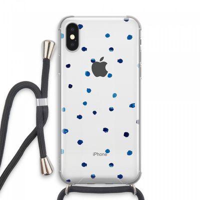 Blauwe stippen: iPhone XS Max Transparant Hoesje met koord