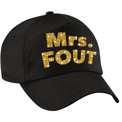 Mrs. FOUT pet /cap zwart met goud bedrukking dames Mrs. FOUT pet /cap zwart met goud bedrukking dames