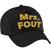 Mrs. FOUT pet /cap zwart met goud bedrukking dames - thumbnail