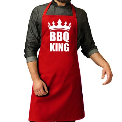 Barbecueschort - BBQ King - rood - voor heren - Barbecue keuken schort - Cadeau - Vaderdag