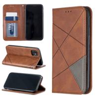 Rhombus textuur horizontale Flip magnetische lederen draagtas met houder & kaartsleuven & portemonnee voor iPhone 11 (bruin)