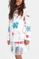 Katoenen T-shirt met 3D-effect - WHITE - 7/8