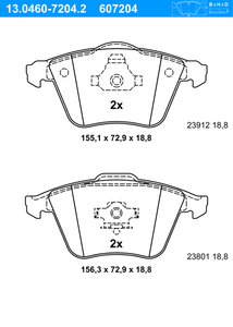 Remblokkenset, schijfrem ATE, u.a. fÃ¼r Volvo, Saab, Opel, Ford, Mazda, Vauxhall