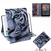 Tiger patroon horizontale Flip lederen case voor Amazon Kindle Fire HD 10 2015/2017 met houder & Card slot & portemonnee