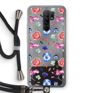 Bloemetjes: Xiaomi Redmi 9 Transparant Hoesje met koord