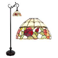 Clayre & Eef Tiffany Vloerlamp 40x27x152 cm Bruin Glas Bloemen - thumbnail