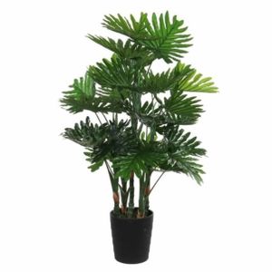 Groene Philodendron kunstplanten 120 cm met zwarte pot   -