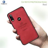 PINWUYO schokbestendige waterdichte volledige dekking PC + TPU + huid beschermende case voor Motorola Moto P40/P50/One Vision (rood)