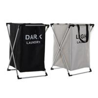 Wasmanden set - 2x 60 Liter compartiment - Light/Dark - 39 x 38 x 60 cm - aluminium frame