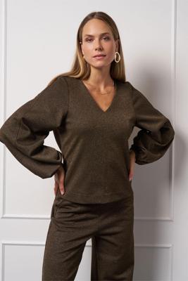 Studio Anneloes Claudina Sparkle Top 13327 T-shirt Lange Mouw 0002 Gold