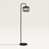 Staande lamp Virello vetro fumé angolo l - Luxe booglamp die een bol van geribbeld rookglas draagt - Zonder lichtbron