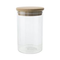 Voorraadpot/bewaarpot 500 ml glas met houten deksel