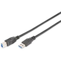 Digitus USB-kabel USB 3.2 Gen1 (USB 3.0 / USB 3.1 Gen1) USB-A stekker, USB-B stekker 1.80 m Zwart Rond, Afgeschermd (drievoudig) DB-300115-018-S - thumbnail